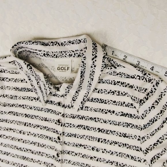 Chico's Zenergy Golf Polo Womens Sz 1 Med Black White Soft Short Sleeve Jersey - Picture 6 of 12